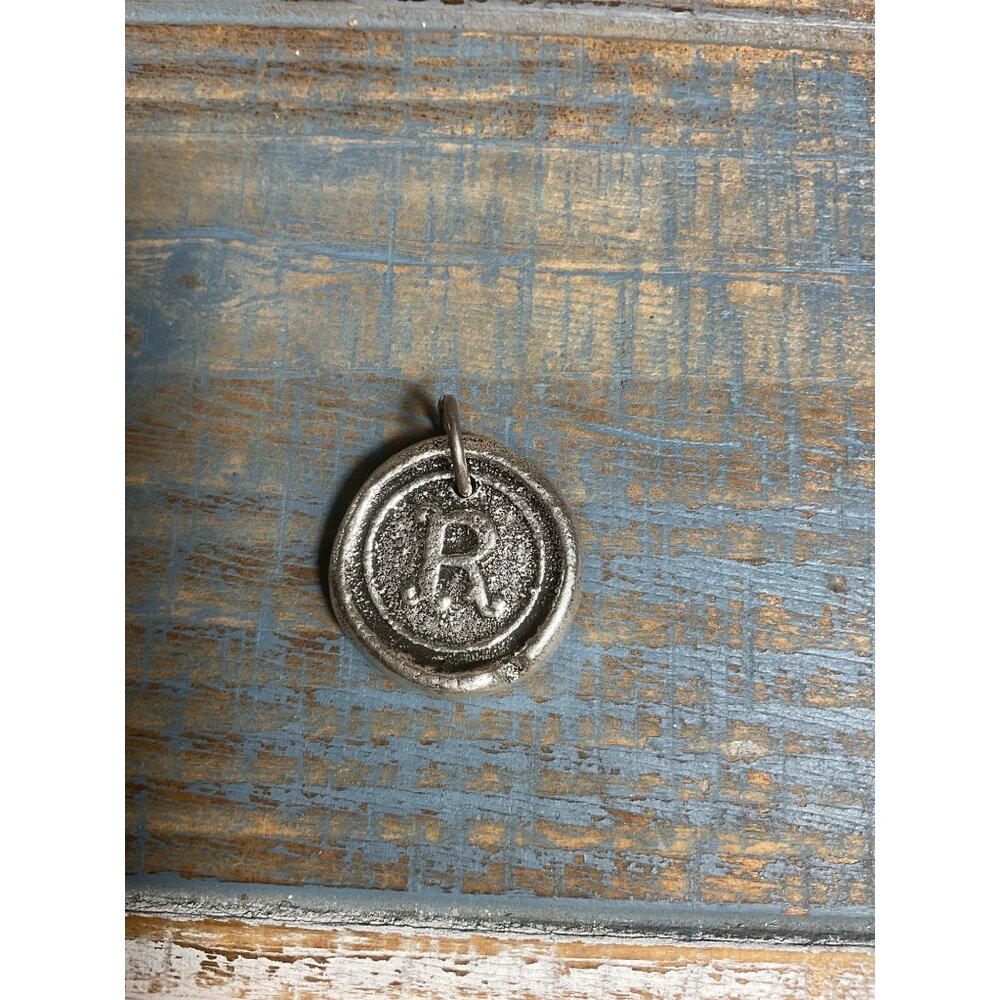 Vintage Silver R Initial Pendant Charm Jewelry Accessory Retro Style Piece